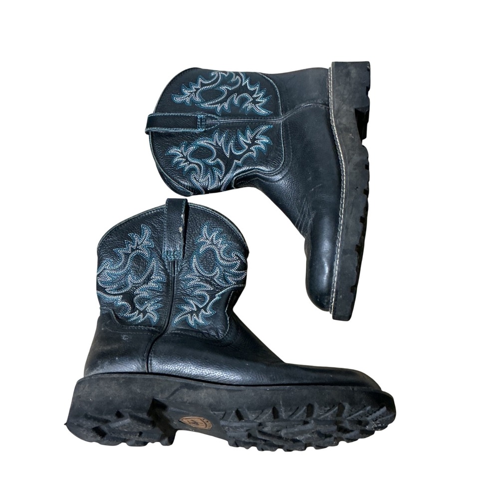 Ariat Fatbaby Original Western Boots Womens 9B Black Turquoise Leather Lug Sole